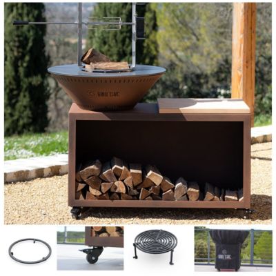 Pack Printemps Brasero Traditionnel Acier 83 Imitation Corten Double Cuve