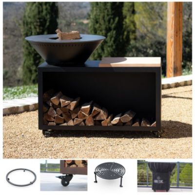 Pack Printemps Brasero Traditionnel Acier 83 Noir Double Cuve