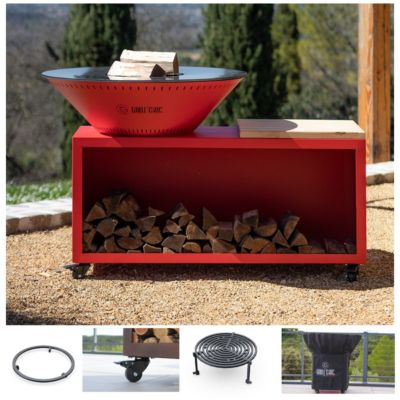 Pack Printemps Brasero Traditionnel Acier 83 Rouge Double Cuve