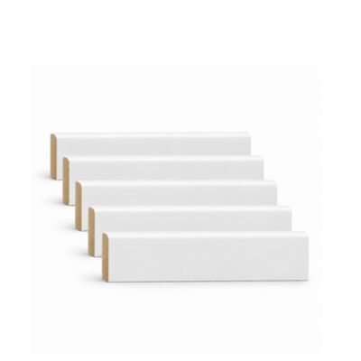 Pack promotionnel de 5 plinthes MDF revetu blanc bord arrondi 2000 x 95 x 9 mm
