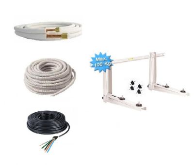 Pack raccordement climatiseur 3 mètres 1/4 1/2 + support mural qualité professionnelle