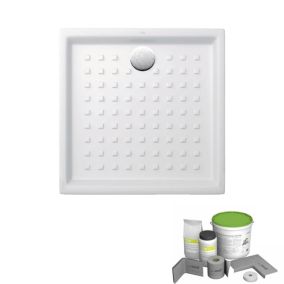 Pack receveur de douche 100 x 100 VILLEROY ET BOCH O Novo carré blanc + Kit d'étanchéité WEDI