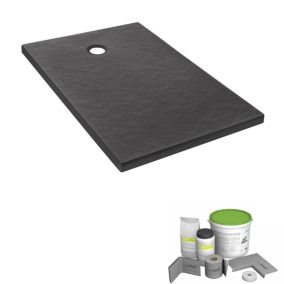 Pack receveur de douche 100 x 80 JACOB DELAFON Ipso rectangle gris anthracite + Kit d'étanchéité WEDI