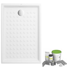 Pack receveur de douche 100 x 80 VILLEROY ET BOCH O Novo rectangle blanc + Kit d'étanchéité WEDI