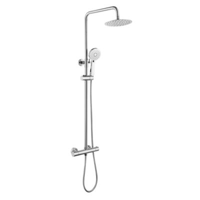 Pack Receveur de douche 80 x 170 cm extra plat blanc + Colonne de douche thermostatique chromee