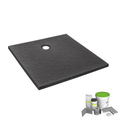 Pack receveur de douche 80 x 80 JACOB DELAFON Ipso carré gris anthracite + Kit d'étanchéité WEDI
