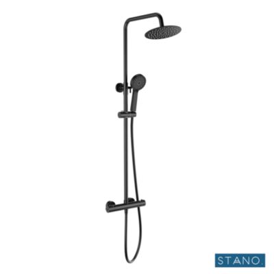 Pack Receveur de douche 90 x 150 cm extra plat gris basalte + Colonne de douche thermostatique