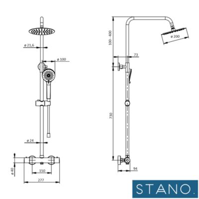 Pack Receveur de douche 90 x 150 cm extra plat gris basalte + Colonne de douche thermostatique