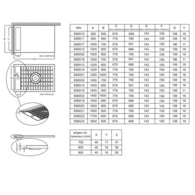 Pack receveur de douche antidérapant 180 x 80 JACOB DELAFON Flight Neus rectangle blanc+Kit d'étanchéité WEDI + Bonde + Capot