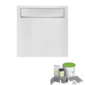 Pack receveur de douche antidérapant 90 x 90 JACOB DELAFON Flight Neus carré blanc+Kit d'étanchéité WEDI + Bonde + Capot