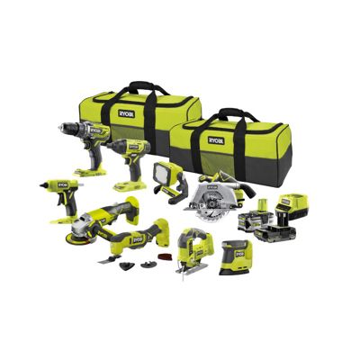 Pack RYOBI Combo 9 outils - 1 batterie 5.0Ah - 1 batterie 2.0Ah - 1 chargeur - R18CK9-252S