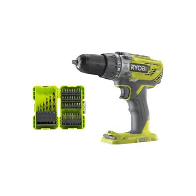 Pack RYOBI - Perceuse à percussion R18PD3-0 - 18V One+ sans batterie ni chargeur - Coffret RAK38SDD