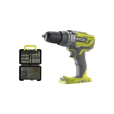 Pack RYOBI - Perceuse à percussion R18PD3-0 - 18V One+ sans batterie ni chargeur - Coffret RAK60DDF
