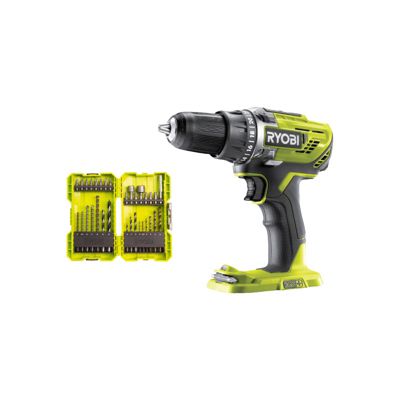 Pack RYOBI - Perceuse-visseuse R18DD3-0 - 18V One+ sans batterie ni chargeur - Coffret 32 accessoires RAK32DDMIX