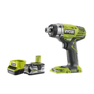 Pack RYOBI Visseuse à choc 18V One+ R18ID3-0 - 1 batterie 5.0Ah - 1 chargeur rapide 2.0Ah RC18120-150