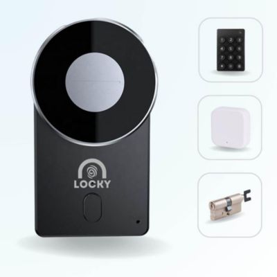 Pack serrure connectée locky-4 smart lock 2.0 + clavier sans fil + passerelle + cylindre ajustable