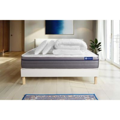 Pack sommier kit matelas  Latex et mémoire de forme avec couette et oreillers