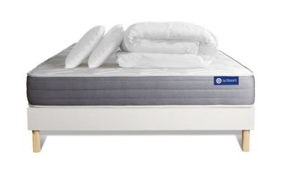 Pack sommier kit matelas  Latex et mémoire de forme avec couette et oreillers