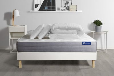 Pack sommier kit matelas  Latex et mémoire de forme avec couette et oreillers