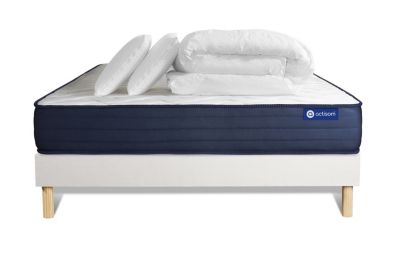 Pack sommier kit matelas  Latex et mémoire de forme avec couette et oreillers