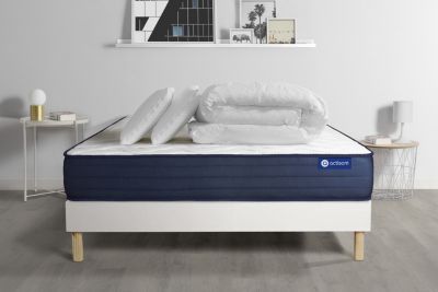 Pack sommier kit matelas  Latex et mémoire de forme avec couette et oreillers