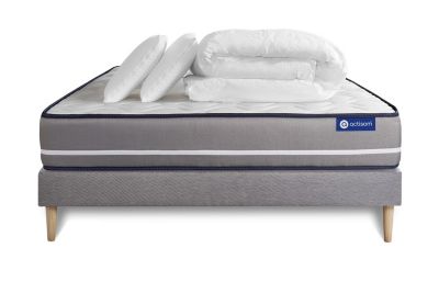 Pack sommier kit matelas  Latex et mémoire de forme avec couette et oreillers