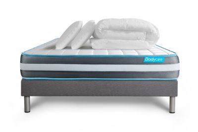 Pack sommier kit matelas  Mémoire de forme avec couette et oreillers