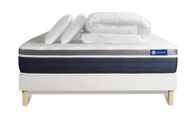 Pack sommier kit matelas  Mémoire de forme avec couette et oreillers