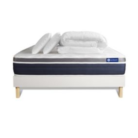 Pack sommier kit matelas  Mémoire de forme avec couette et oreillers