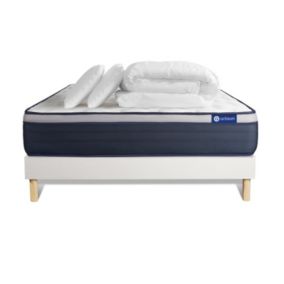 Pack sommier kit matelas  Mémoire de forme avec couette et oreillers