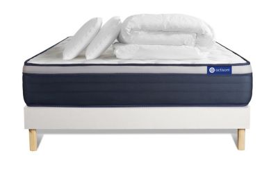 Pack sommier kit matelas  Mémoire de forme avec couette et oreillers