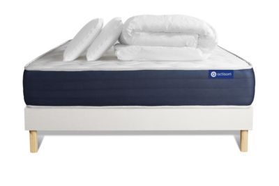Pack sommier kit matelas  Mémoire de forme avec couette et oreillers