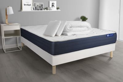 Pack sommier kit matelas  Mémoire de forme avec couette et oreillers