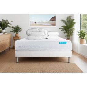 Pack sommier kit matelas  Mémoire de forme avec couette et oreillers