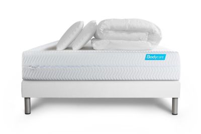 Pack sommier kit matelas  Mémoire de forme avec couette et oreillers