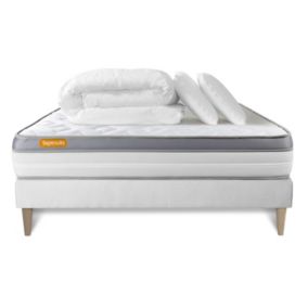 Pack sommier kit matelas  Mémoire de forme avec couette et oreillers