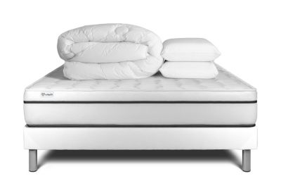 Pack sommier kit matelas  Mousse polyuréthane à mémoire de forme avec couette et oreillers