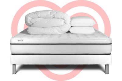 Pack sommier kit matelas  Mousse polyuréthane à mémoire de forme avec couette et oreillers