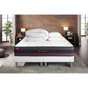 Pack sommier tapissier matelas  Mémoire de forme avec couette et oreillers