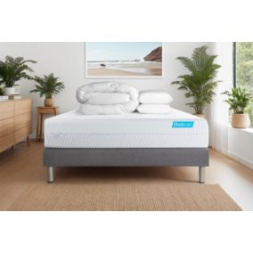 Pack sommier tapissier matelas  Mémoire de forme avec couette et oreillers