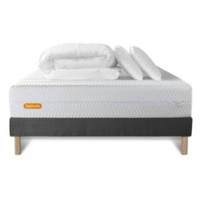 Pack sommier tapissier matelas  Mémoire de forme avec couette et oreillers