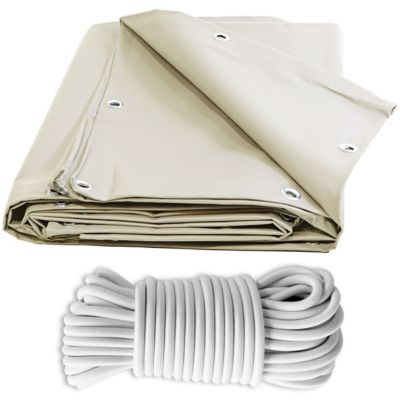 Pack TECPLAST Toile Pergola Ivoire 3x4 m + Sandow Blanc 20m - Bâche Pergola prête à poser XP640PR Garantie 10 ans