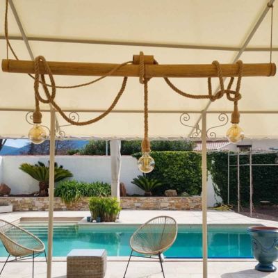 Pack TECPLAST Toile Pergola Ivoire 3x4 m + Sandow Blanc 20m - Bâche Pergola prête à poser XP640PR Garantie 10 ans
