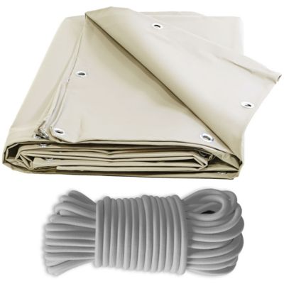 Pack TECPLAST Toile Pergola Ivoire 3x4 m + Sandow Gris 20m - Bâche Pergola prête à poser XP640PR Garantie 10 ans