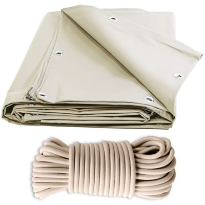 Pack TECPLAST Toile Pergola Ivoire 3x4 m + Sandow Ivoire 20m - Bâche Pergola prête à poser XP640PR Garantie 10 ans