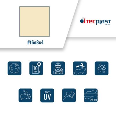 Pack TECPLAST Toile Pergola Ivoire 3x4 m + Sandow Ivoire 20m - Bâche Pergola prête à poser XP640PR Garantie 10 ans