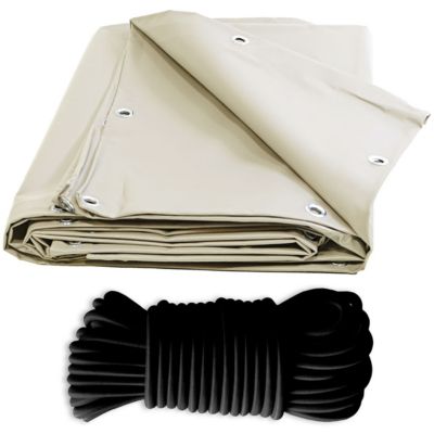 Pack TECPLAST Toile Pergola Ivoire 3x4 m + Sandow Noir 20m - Bâche Pergola prête à poser XP640PR Garantie 10 ans
