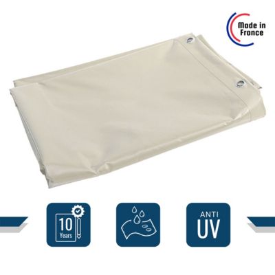 Pack TECPLAST Toile Pergola Ivoire 3x4 m + Sandow Noir 20m - Bâche Pergola prête à poser XP640PR Garantie 10 ans
