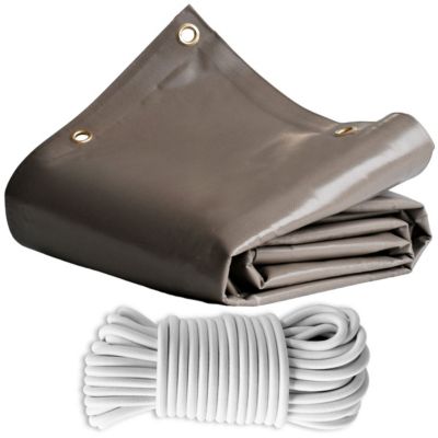 Pack TECPLAST Toile Pergola Taupe 3x4 m + Sandow Blanc 20m - Bâche Pergola prête à poser LP640PR Garantie 8 ans
