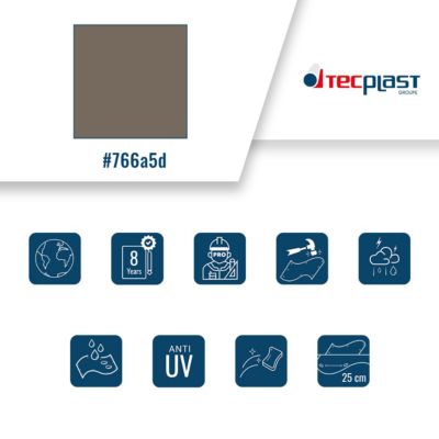 Pack TECPLAST Toile Pergola Taupe 3x4 m + Sandow Blanc 20m - Bâche Pergola prête à poser LP640PR Garantie 8 ans